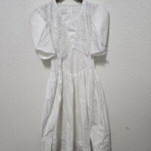 Vintage Gunne Sax white lace dress puff sleeve 3 / 4 3/4